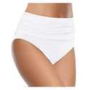 Tempt Me Women's High Waisted Bikini Bottom Tummy Control Ruched Bathing Suit Swim Bottom (White) Medium