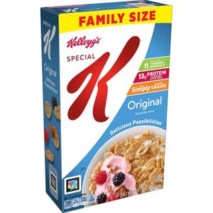 Kellogg's Special K, Breakfast Cereal, Original, Made with Folic Acid, B Vitamins, and Iron, Value Size, 18oz Box(Pack of 6), Best By: 08/20/2026