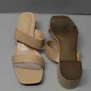 DOBOLIN Women's Heels Square Open Toe Sandals Two Strap Heeled Sandals 2-Inch Dress Shoes Chunky Low Heels Comfortable Dressy Party Wedding Bridal Nude Size 8.5