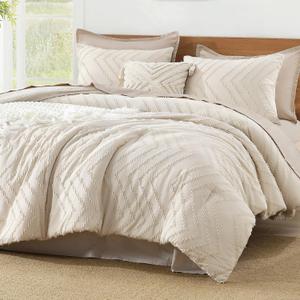 Litanika King Size Comforter Set Beige, 3 Pieces Lightweight Tufted Bedding Comforter Set Cream, All Season Fluffy Bed Set Gift Choice (King (104"x90"), 01 - Beige)