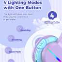 iClever BTH12 Kids Bluetooth Headphones,Colorful LED Lights Kids Headphones Wireless,74/85dBA Safe Volume,85H Playtime,Fast Charging,Bluetooth 5.2,Over Ear,Built-in Mic for iPad/Tablet/Airplane,Purple