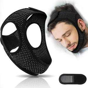 Sleep Apnea Devices Comfortable Chin Strap for Sleeping - Improve Sleep Quality, Simple & Adjustable Design for Men and Women (20 Inch, Black)