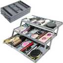 QZV 3-Tier Expandable Multi-Level Drawer Organizer - Extra Large Storage, Collapsible Smart Organizer for Jewelry, Makeup, Office Supplies, Kitchen(1 Row 3 Tier)
