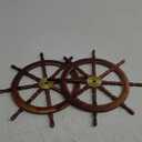 Tatuo 2 Pcs Ship Wheel Wall Decor Halloween Pirate Party Decorations Thin Flat Wooden Nautical Wall Art 2D Wood Beach Boat Cruise Ship Steering Wheel for Home Bedroom Decor(12 Inch)