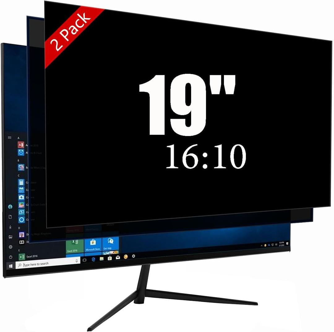 [2 Pack] 19 Inch Privacy Screen Protector - 95% Blue Light Blocking, Anti-Glare Monitor Filter for 16:10 Widescreen - Anti-Scratch Privacy Shield