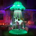 ZPISF 10 FT Halloween Inflatables UFO with Floating Cow Outdoor Decorations, Blow Up UFO Halloween Yard Decorations for Front Lawn Garden Decor