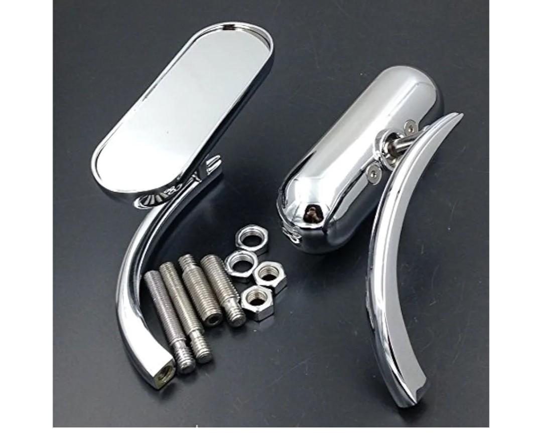 XKH- Motorcycle Chrome Custom Mini Oval Mirrors Compatible with Harley Davidson Sportster Dyna Softail [B00Y5NBQEW]