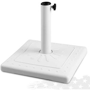 FRUITEAM 24lb Outdoor Square Umbrella Base, 15" Patio Stand, Heavy-Duty Market Table Base (White)