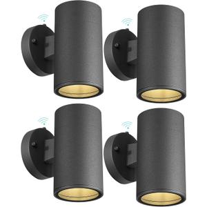 Ken & Ricky Dusk to Dawn Wall Lights, Matte Black Outdoor Porch Light, Modern Outdoor Wall Sconce with Tempered Glass Cover for Porch Garage Patio Doorway Entryway -4 Pack