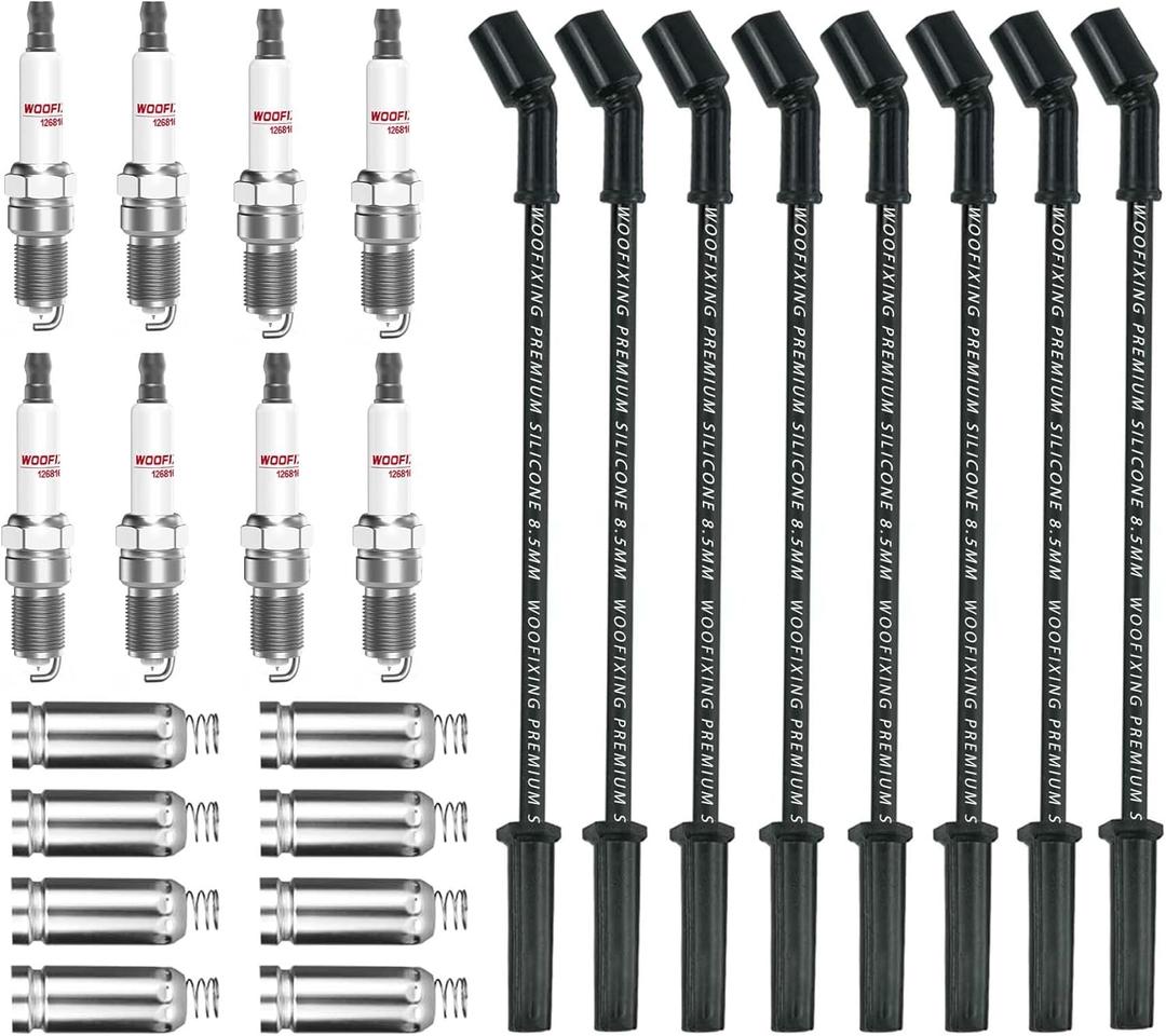 8x Iridium Spark Plugs & Spark Plug Wires for Chevy 5.3L, SparkPlugs for Silverado Suburban Avalanche Tahoe 5.3 4.8L 6.0L, 41-110 Compatible with GMC Sierra Yukon