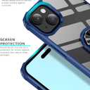 Ring Kickstand Clear Phone Case for iPhone 15 (6.1 Inch),Drop Protection Slim Protective Shell Cover,Flexible Bumper + Hard Back + Ring Stand Fits Magnetic Car Mount,Blue