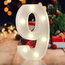 LED Marquee Numbers, 0-9 Light Up Letters, Battery Powered LED Letter Lights for Birthday Party, Christmas Night, Home, Bar, Graduation, Wedding Decoration (9)