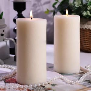 2 Pack Natural Ivory Soy Pillar Candles, 2.8x6 in Hand-Poured Unscented Soy Wax Candles, 180 H Burn Time, Non-Toxic, Smokeless Dripless Rustic Pillar Candle for Dinner Table, Wedding, Home, Bathroom