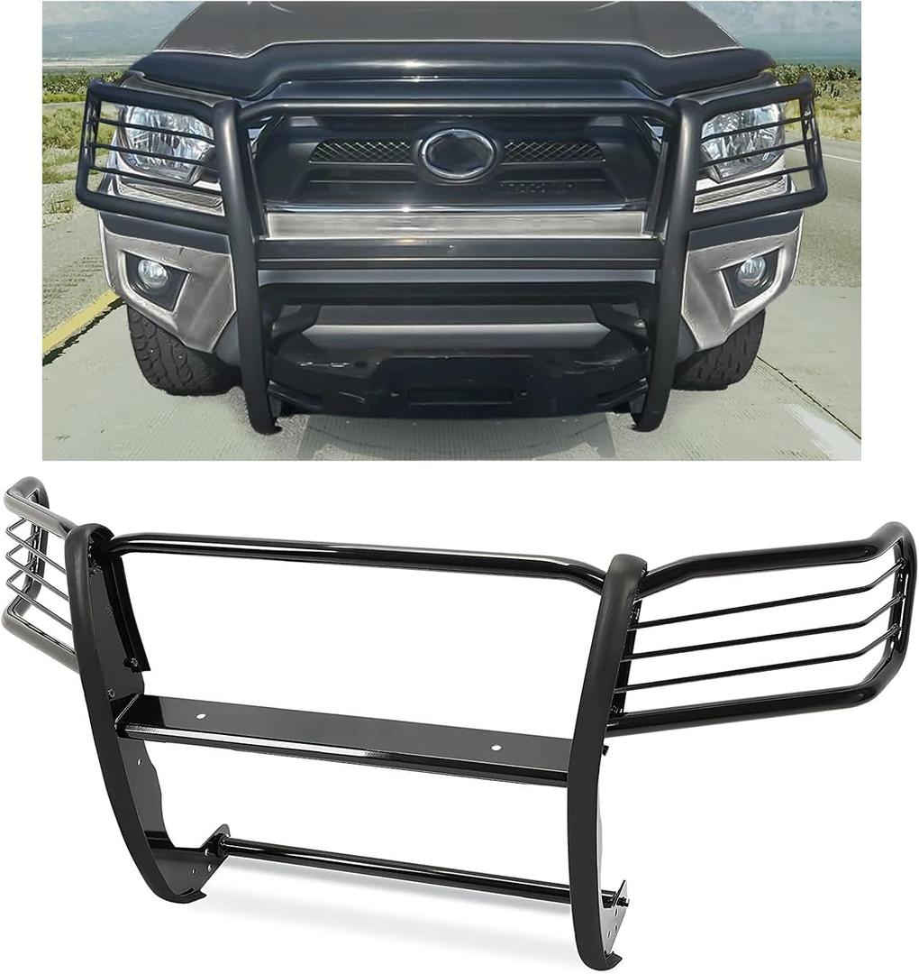 HECASA Brush Guard Compatible with 2005-2014 Toyota Tacoma Bull Bar Front Bumper Grill Grille Guard Protector Brush Push Bar Black Steel Exterior Accessories Power Coated
