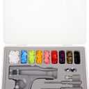 Plastic Snap Fastener Kit with Plier Screwdriver Awl and Storage Case, 100 Sets Snaps, 9 Colors T5 Buttons, 12mm Cap. Snap Plier for T3(10mm), T5(12mm), T8(15mm) Buttons, Grey