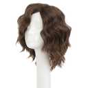 Swiking Short Brown Curly Fluffy Wigs for Men Side Part Anime Wave Hair Wig Cosplay Halloween Costume Unisex Wigs