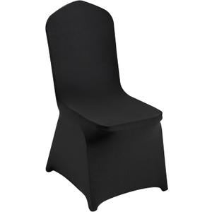 VEVOR 50 Pcs Flat-Front Chair Covers Polyester Spandex Stretch Slipcovers for Wedding Party Dining Banquet, Black