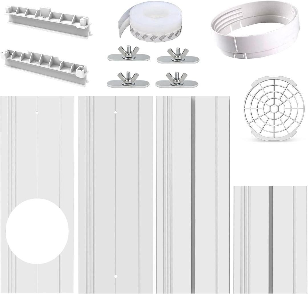 Portable Air conditioner Window Seal Kit, AC Window Seal Suitable for 5.9 AC Exhaust Hose, Adjustable Vertical/Horizontal Sliding Window Vent Seal Plates for A/C Unit Window Vent Kit