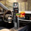 4-in-1 Car Cup Holder Expander with 360 Swivel Tray, Universal Adjustable Base for Large Mugs and Bottles, Integrated Smartphone Mount for Food and Snacks, Black