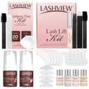 LASHVIEW Lash Lift and Eyebrow Kit, Professional Eyelash Perm Kit and Eyelash & Eyebrow Set Quick Lifting & Voluminous Coloring Gifts for Women Salon Grade Home DIY(Brown)