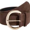 Fashion Women's Retro Wide Faux Suede Leather Waist Belt for Jeans Dress Coats Casual Wear (Size: 25.5"-35.8", Coffee)