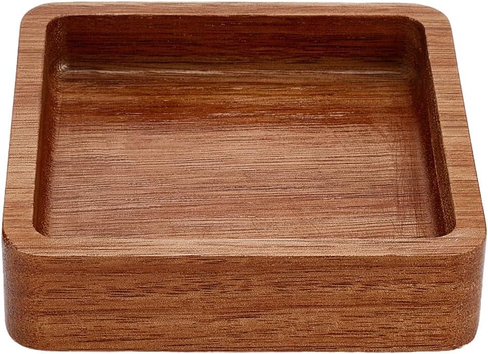 MAYJOYDIY 4 x 4Inch Square Wooden Serving Platter Acacia Wood Serving Tray Decorative Small Charcuterie Board for Cookie Dessert Party Food Wood Kitchen Platter Tray Cheese Board