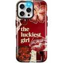 Girls Cute Case for iPhone 16 Pro, Luckiest Girl Women Phone Cases | Dual-Layer Shockproof Protection