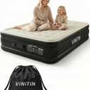 Queen Air Mattress with Built-in Pump, 16" Elevated Inflatable Bed for Home & Guests, Self-Inflating Blow Up Mattress with Flocked Top & Storage Bag, 660lb Max Weight, Matt Black