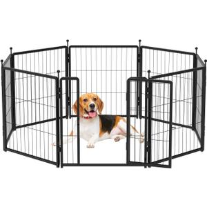 Dog Playpen Indoors/Outdoor, 24 inch 8 Panels Dog Play Pen for Small Dogs, Rustproof Metal Pet Fence for RV Camping/Yard/Garden