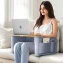 Lap Desk for Adults with Arm Rests,Ergonomic Laptop Pillow Stand for Bed,Couch,Floor,Large Table for Long Hours Work,Eating,Gaming,Reading and Writing,Lap Laptop Desk for College Dorm Room (Gray)