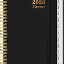 2026 Planner - Weekly and Monthly Calendar Planner from Jan 2026 - Dec 2026, Planner 2026 Spiral Bound with 12 Monthly Tabs, Inner Pocket, Perfect for School Office Supplies, 6.4" x 8.5", Black