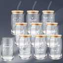 Inbagi 10 Pcs Teacher Appreciation Gift 16 oz Glass Cups Appreciated Quotes Sign Thank You Gifts for Women Men Can Shaped Cup with Bamboo Lid Glass Straw Teachers End of Year Supplies
