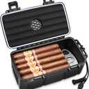 Flauno Travel Cigar Humidor - Portable Cigar Case with Cigar Cutter & Humidifier, Holds up to 15 Cigars, Waterproof, Crushproof, Airtight Seal, Durable