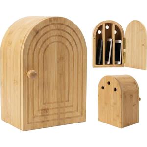Bamboo Cell Phone Lock Box, Phone Locker for Family Time, Phones Safe Device Lock Box for Families, Bamboo Phones Jail Storage Holder with Charging Holes