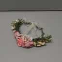 LLinfflr Women Floral Crown Boho Flower Headband Hair Wreath Floral Halo Headpiece with Ribbon Wedding Party Photos Rosy