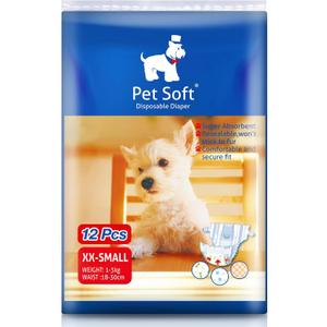 Pet Soft Doggie Diapers - Disposable Dog Diapers for Female in Heat Period or Urine Incontinence, Puppy & Cat Diapers Ultra Absorbent 12pcs XXSmall