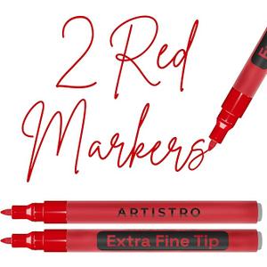 3 PACK of ARTISTRO 2 Red Acrylic Paint Markers - 3mm Medium-Tip Paint Pens - Perfect for Crafting, Art Projects, & More