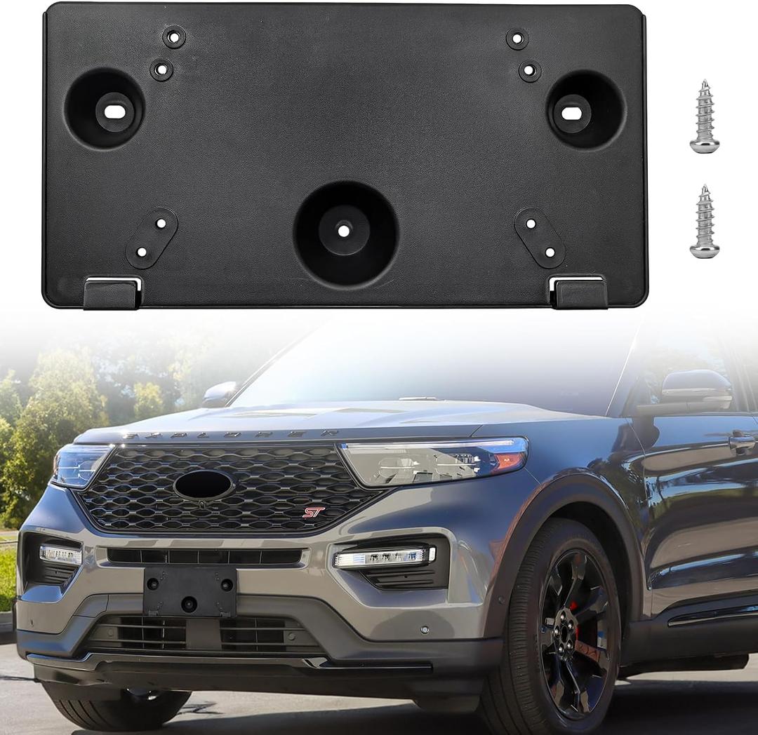 Front License Plate Frame Compatible with Ford Explorer 2020-2024, Front Bumper License Plate Tag Holder Mounting Bracket, OE Replace# LB5Z17A385AA, FO1068182