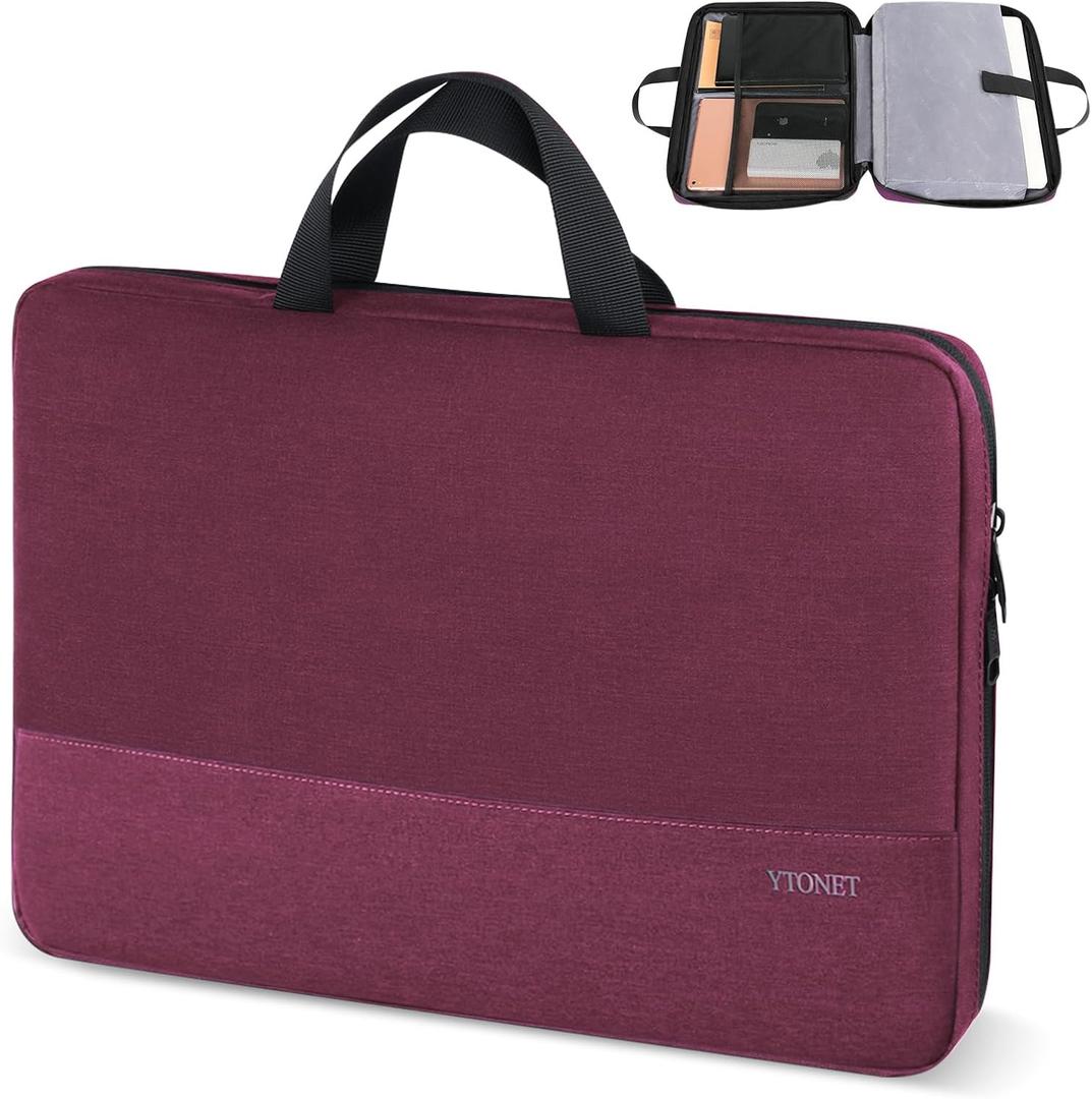 Ytonet Laptop Case 15.6 Inch, TSA Friendly Laptop Sleeve Cover with Handle for Women, Protective Slim Computer Carrying Case Compatible with HP Dell Lenovo Asus Notebooks, Purple Red