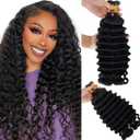 Curly I Tip Human Hair Extensions 18 Inch 50G 100 Strands #1B Natural Black Deep Wave Brazilian Virgin Real Remy Hair Pre Bonded Microlink Beads Stick Tip Extensions for Black Women