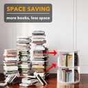 SpaceAid 2 Tier Rotating Bookshelf Tower, Spinning Bookcase Lazy Susan, Revolving 360 Book Shelf Storage Round Carousel, Vertical Rotate Turning Spiral Corner Organizer, White, 2 Tier, 25.6" H