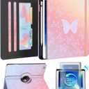 Kidcube for iPad Air 3rd Generation Case/Pro 10.5 Inch Case - Women Girls Kids Cute Rotating Stand Folio Cover with Pencil Holder & Card Slot Kawaii Butterfly Design Cover for iPad Pro 10.5''/Air 3rd