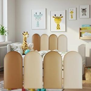 Jetec 4 Pcs Wall Padding for Kids with Autism Playroom Anti Collision 3D 15. 75 x 7. 87 Inch Peel and Stick Headboard Upholstered Wall Panels for Nursery Protection(Blue Series)