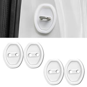 Lonuxi 4PCS Door Latch Lock Cover, Silicone Car Door Lock Cover for Car Door Protector and Noise Reduction, Universal Car Accessories for Most Vehicles (White)