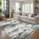 8x10 Area Rugs for Living Room: Abstract Washable Rug with Anti-Slip Backing Non-Shedding Stain-Resistant Soft Modern Large Carpet for Bedroom Dining Room Farmhouse Nursery Home Office Black