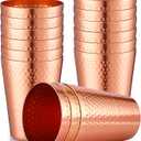 Nuogo 12 Pieces Aluminum Drink Cup, Copper Water Tumblers,14 oz Metal Cups for Drinking, Hammered Surfaces Mirror Finish Stackable Cold Drink Glasses for Red or White Wine Iced Coffee and Moscow Mules