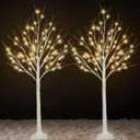2-Pack 4FT Lighted Birch Trees (Higher Size & Floor Standing), 96 LED Twinkling Birch Christmas Tree Lights for Indoor & Outdoor, 2 Modes Warm White Tree Lights for Christmas Thanksgiving Home Decor