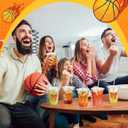Sliner 50 Pcs Basketball Coquette Party Supply 16 oz Basketball Bow Cups Plastic Disposable Cups with Lid and Straw Sports Lover Team Party Drinkware Senior Night Valentine Baby Shower Supplies