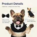 Supet Dog Tuxedo and Bandana Set with Bow Tie, Formal Outfit for Wedding Birthday Party Graduation Valentines, Pet Suit Clothes for Large Medium Small Dogs (Black, M)