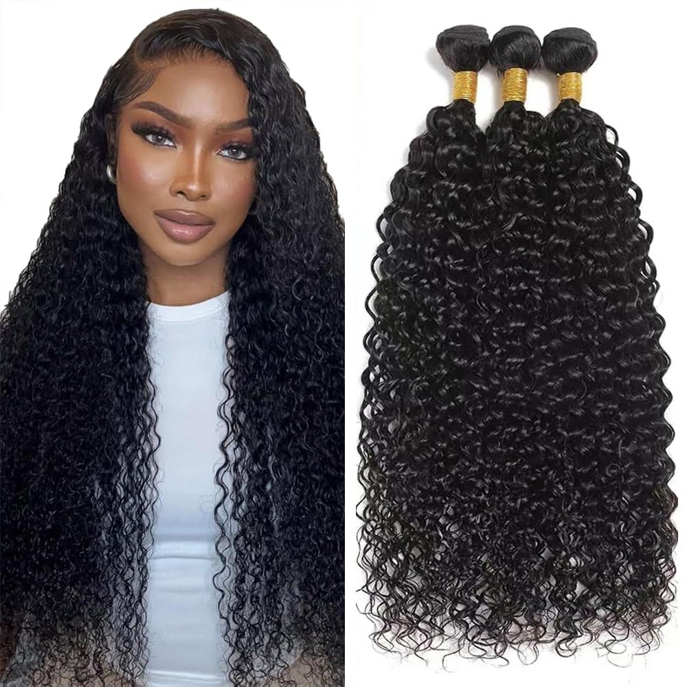 30 32 34 inch Curly Human Hair Bundles Kinky Curly Bundles 8A Brazilian Virgin Hair Extensions Natural Color